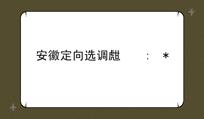 安徽定向选调生现状