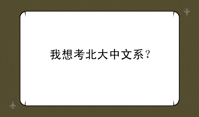 我想考北大中文系？