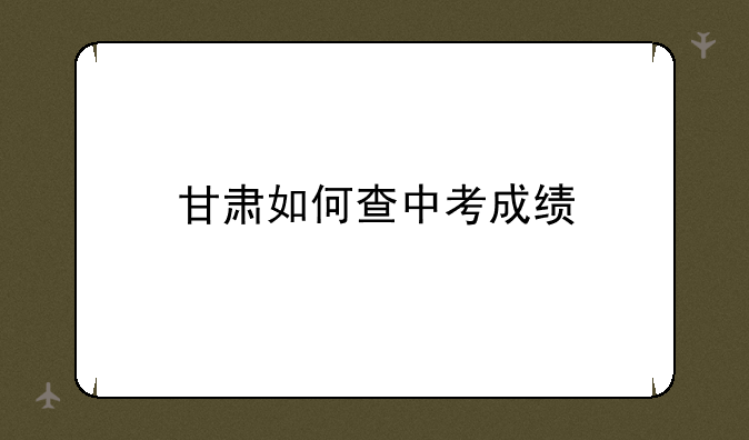 甘肃如何查中考成绩