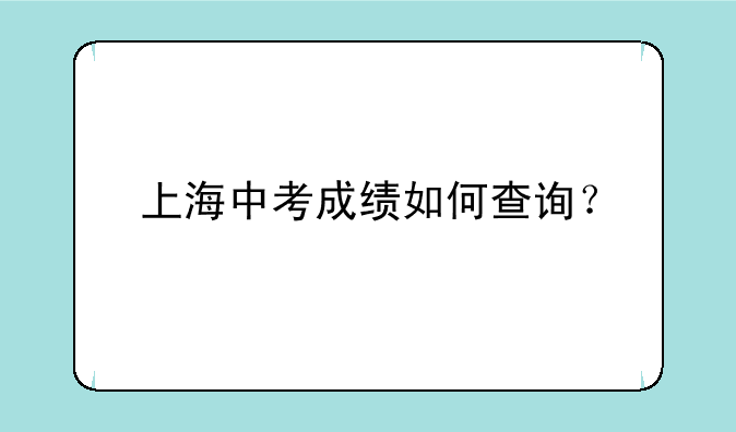 上海中考成绩如何查询？
