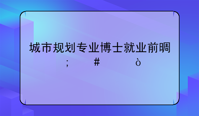 城市规划专业博士就业前景怎么样？