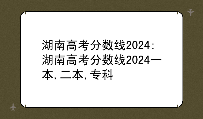 湖南高考分数线2024:湖南高考分数线2024一本,二本,专科